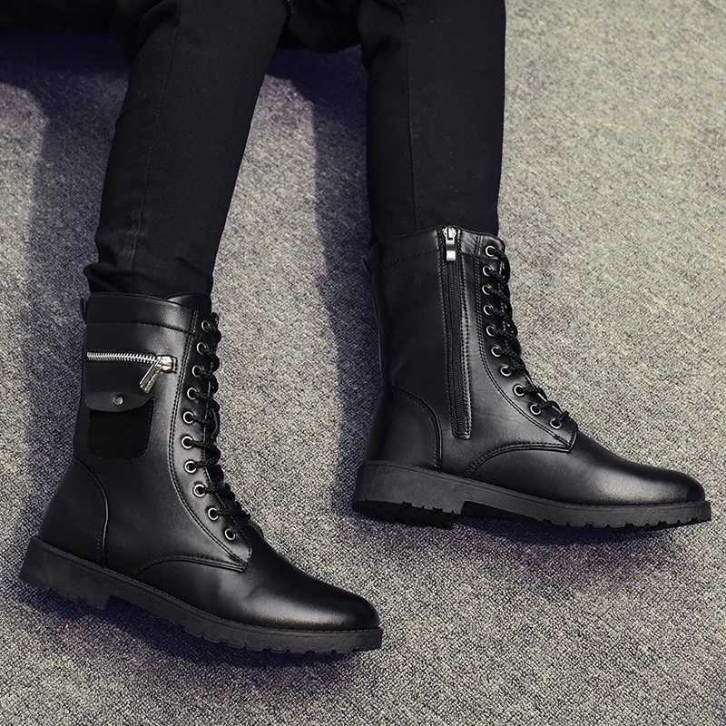 2023 Mens Platform Boots Thick Bottom Lace Mens Boots Autumn Spring Womens Couple Boots Z250303