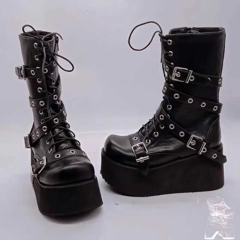 Womens High Boots 2024 New Comfortable Platform Boots European and American Side Zipper Boot New Fashion Punk Motorcycle Boots Z250303
