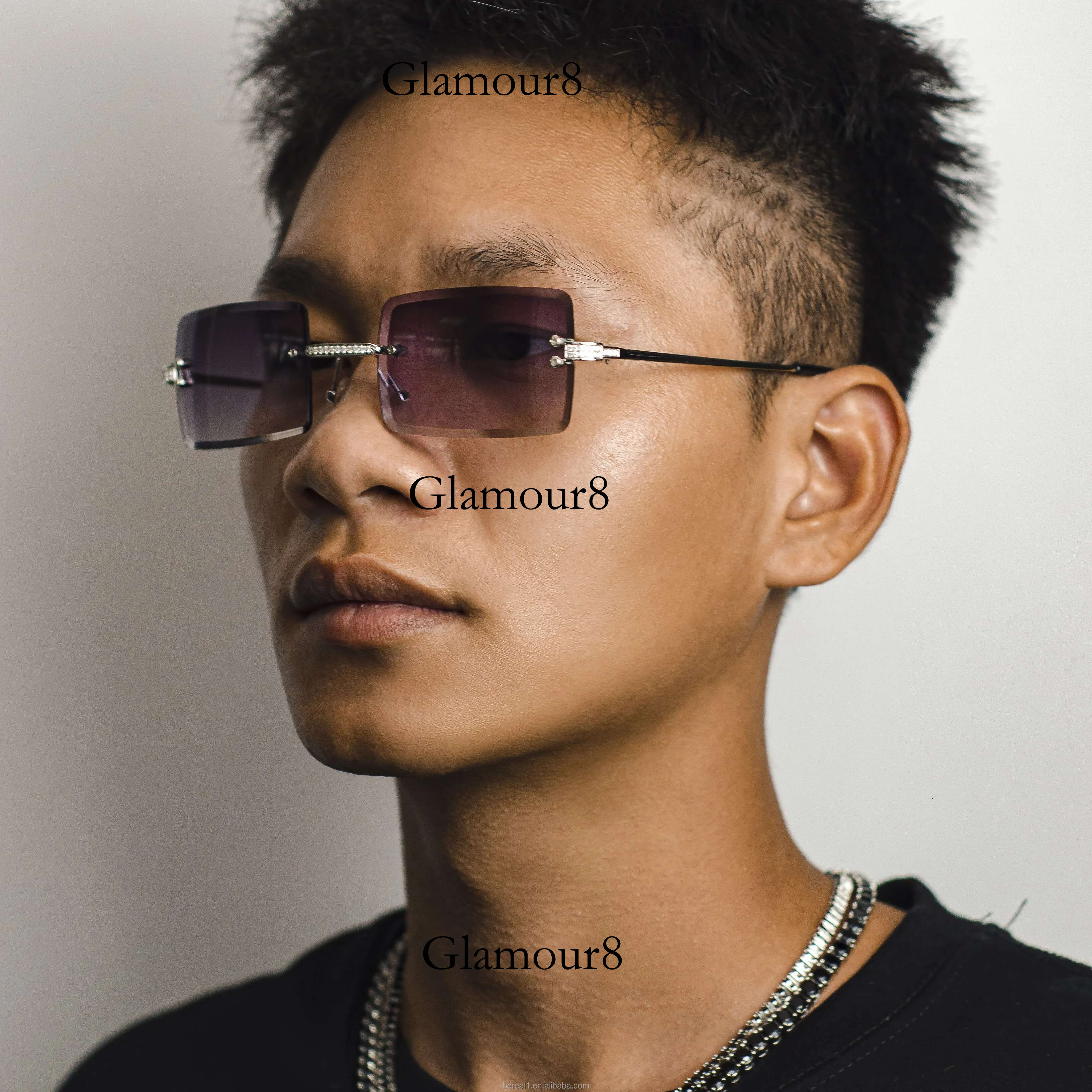 Custom Pass Tester Iced Out VVS Moissanite Dia Letter Lens Colored Glasses Eyewear Sunglasses Jewelry For Men Women