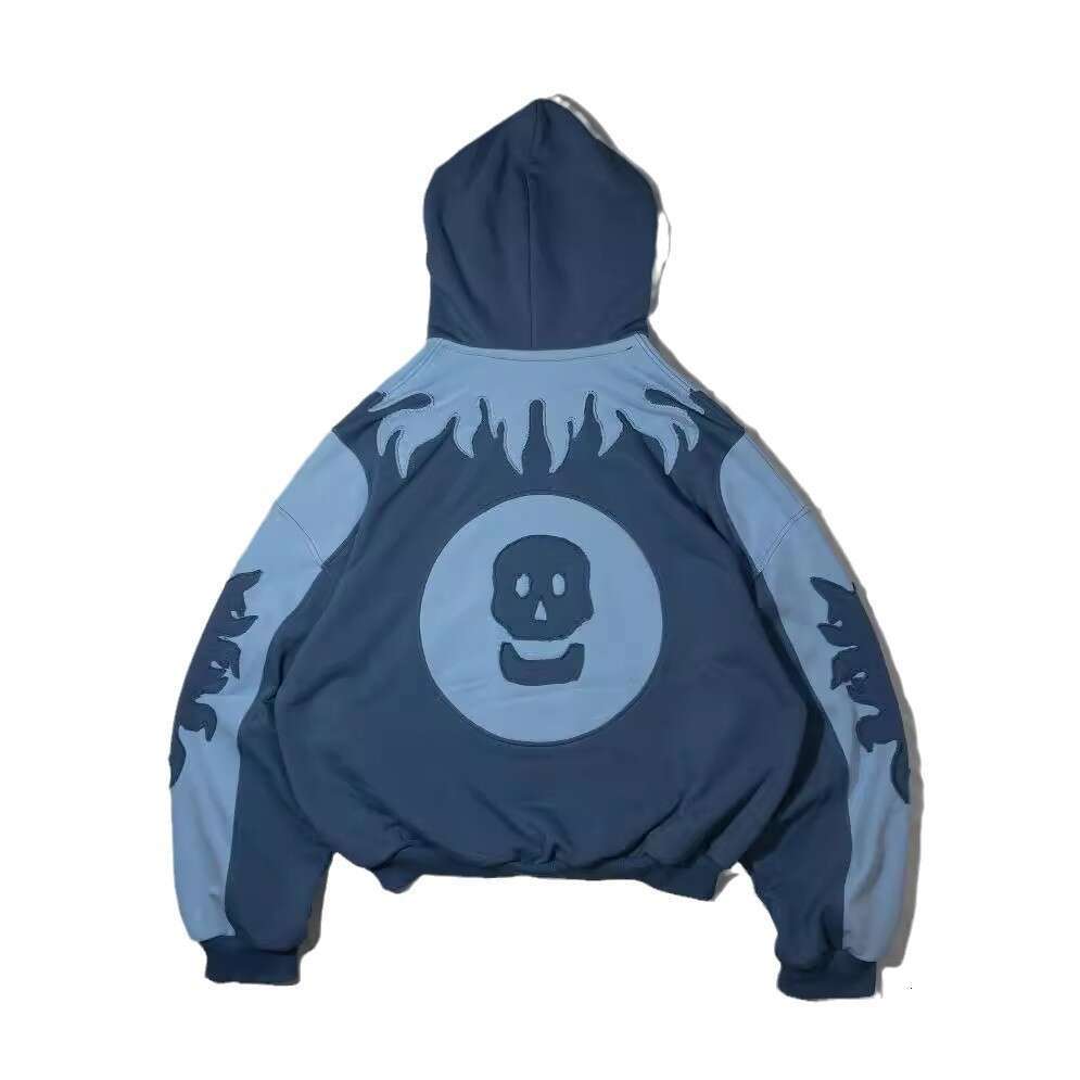 New American style patchwork fabric with autumn trend Y2K loose hip-hop hoodie