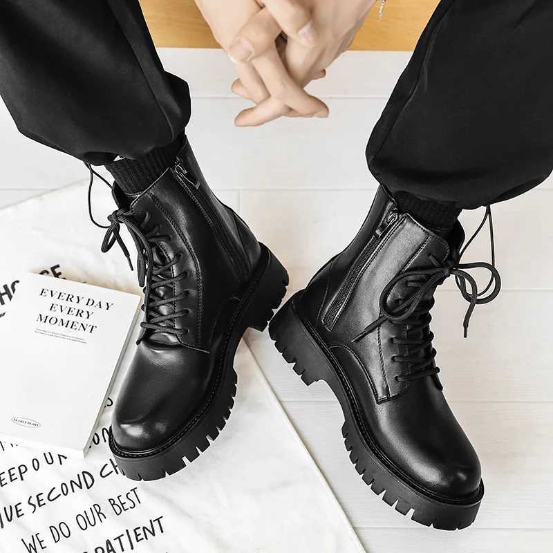 2024 Trend Men Boots Sneakers Outdoor Fashion High Top Wholesale Punk Shoes for Men Casual Leather Street Style Ankle Boots Men Z250303