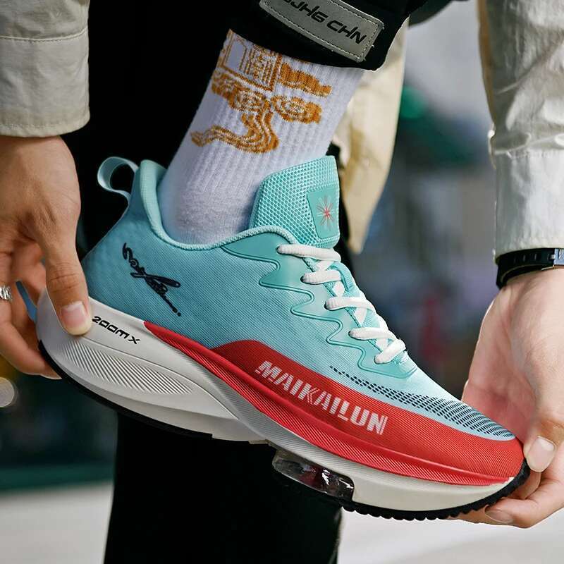 New Trend Air Cushioning Running for Men Indoor Gym Sneakers Mesh Breathable Sport Tick Sole Walking Shoes