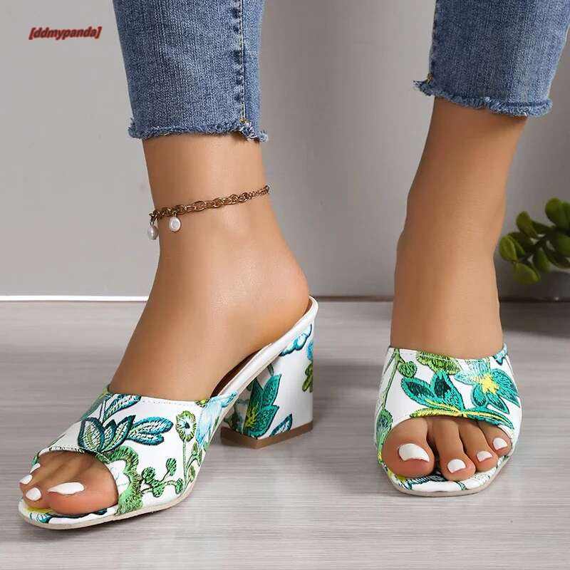 High Quality Shoes for Women Open Toe Women's Summer Outdoor Casual Chunky Heels Large Size Slippers atillas Mujer #ddmypanda
