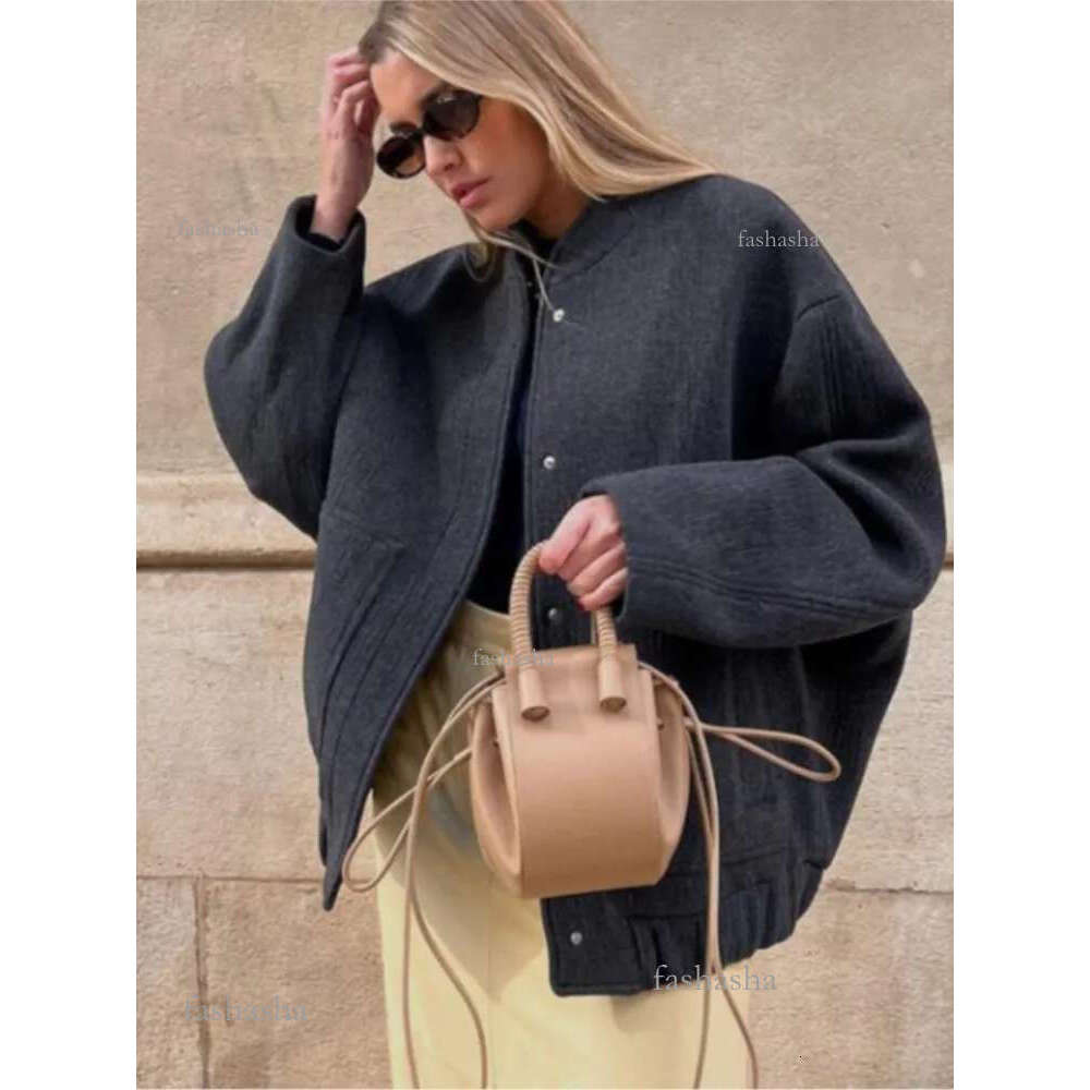 Spring Womens Jackets Warm Gray Long Sleeve Bomber Jacket Womens Outerwear With Button Pockets Jacket Coat Thicken Coat Top For Women 2
