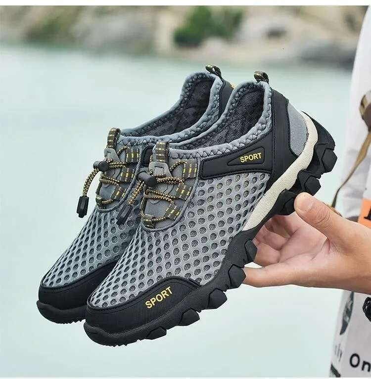 Summer Men's Mesh Sports Fashion Mountaineering Breathable Lightweight Anti Slip Outdoor Travel Running Casual Shoes