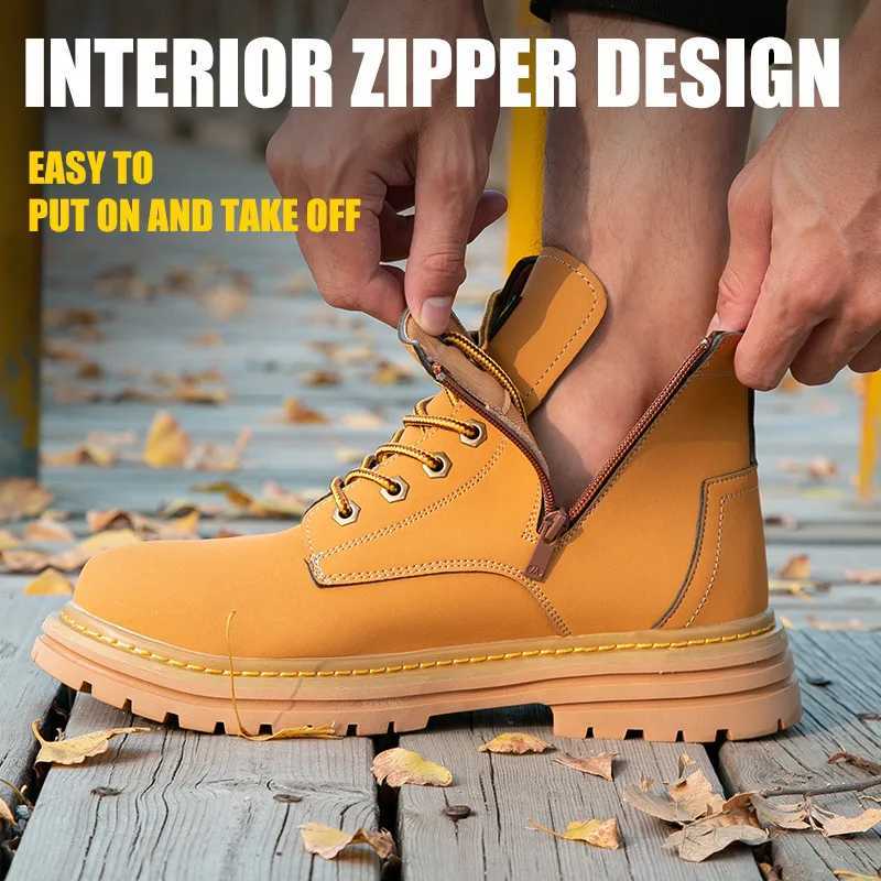 New boots safety shoes mens workwear boots anti shatter and anti stab breathable and wear-resistant protective shoes Z250303