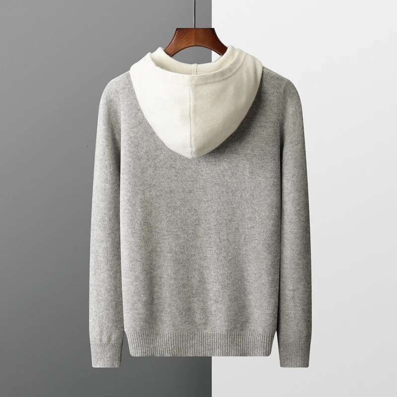 Djzdsm Men's 100% Pure Top Hoodie Thickened Comfortable Casual Cashmere Sweater 2024 New Autumn/Winter