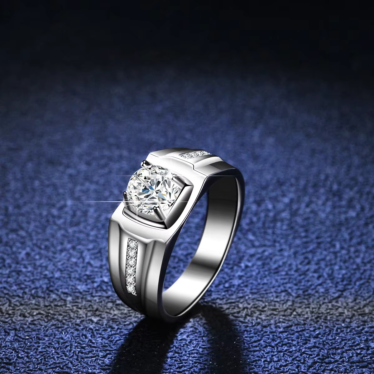 High quality 1 moissanite sterg sier anti discoloration ring, suitable for men's finger jewelry