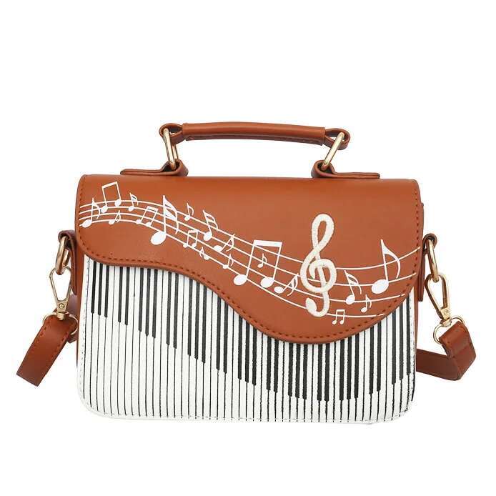 Women Shoulder Bags Piano Style Lady PU Leather Music Note Handbags Casual Woman Girls Tote Bags Billfold Wallet Flap Bag