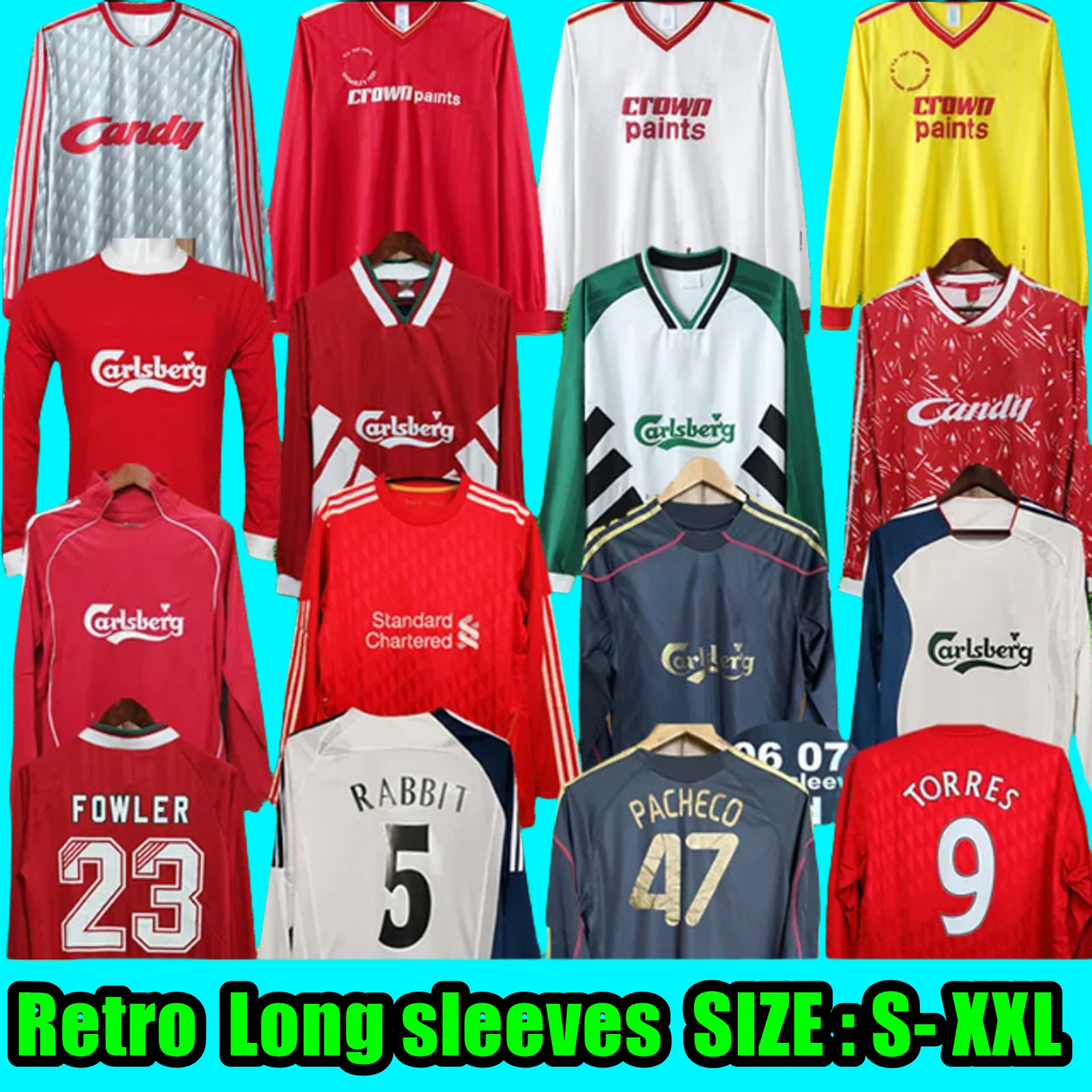 04 05 Liverpudlian Retro Long sleeves Soccer Jersey Gerrard 1982 FOWLER DALGLISH TORRES 1989 Maillot 06 07 Barnes 08 09 Rush 97 95 96 93 McMANAMAN 85 2010 2011 Alonso