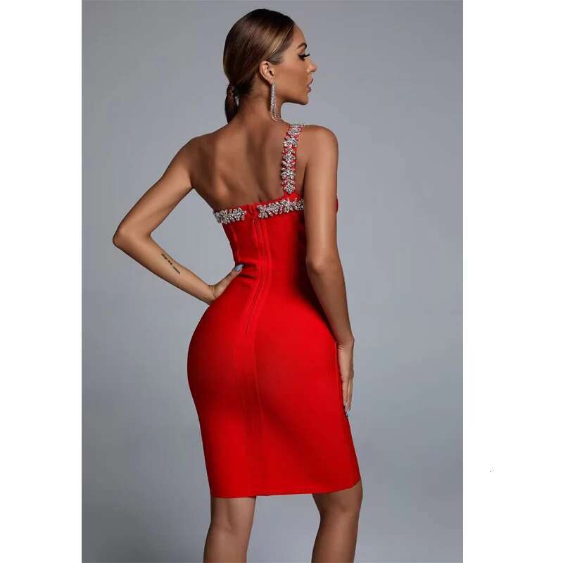 Summer Sleeveless Backless One Shoulder Dia Mini Bandage Bodycon Celebrity Nightclub Party Women's Sg Dresses