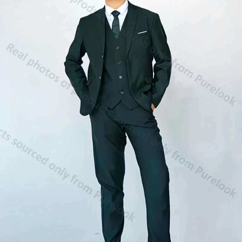 Mens Business Casual Suit for Weddings Genuine Blazer Vest and Pants Big TallSlim Fit Waistcoat Dress Trousers US Size M250303