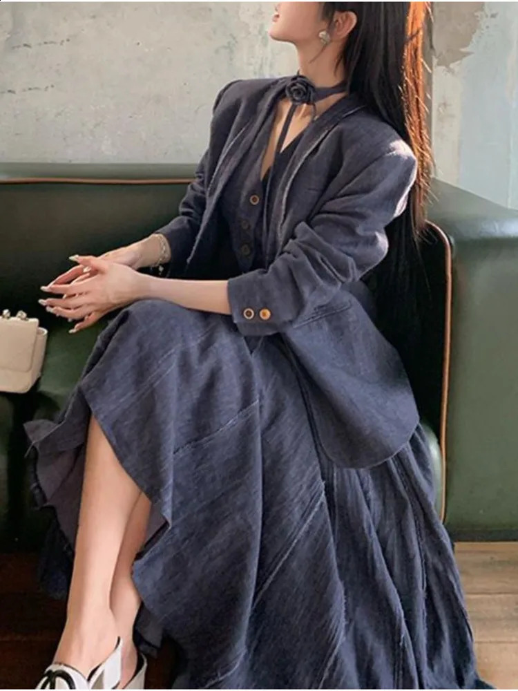 BJTZ Gray Lowkey Highend Style Exudes A Slimming And Casual Temperament Fashionable Niche Outerwear Three Piece Set 250225