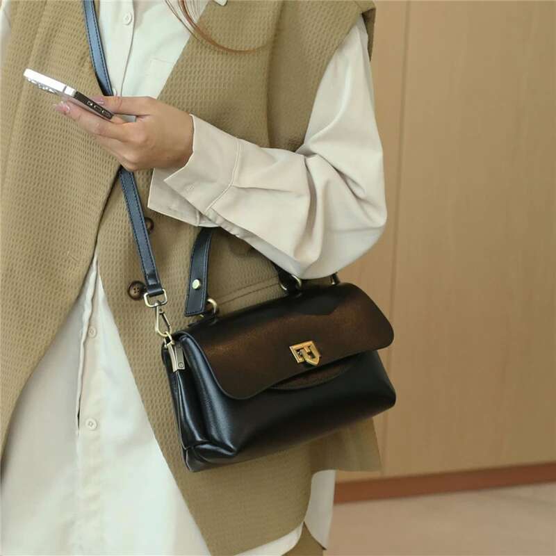 100% Cow Genuine Leather Tote Handbags For Women Trend Designer Wide Strap Square Ladies Shoulder Crossbody Bags