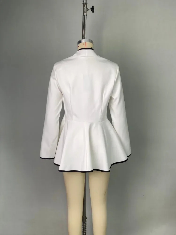 UOOZEE Women Fashion Frill Trim Elegant Jackets Spring Long Sleeves Buttoned Deep VNeck Urban Casual Office Outerwear 250228