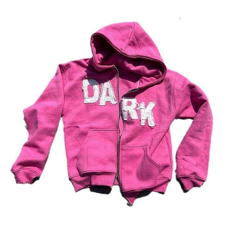 Autumn winter letter sticker hooded cardigan zipper jacket hip-hop loose pants men's and women's trendy brand set batch