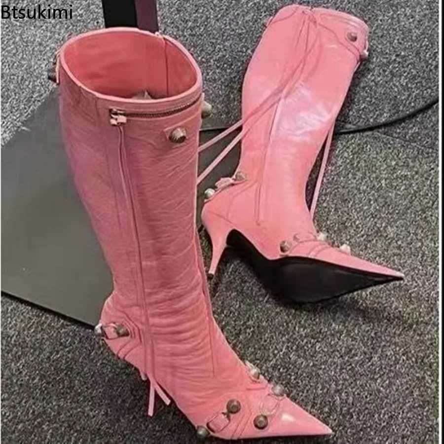 Womens sexy club party leather boots luxury style Pointed toes thin high heels womens autumn and winter ankle boots 34-46 Z250303