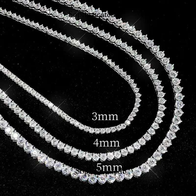 Classic 3 Claw Moissanite Tennis Necklace For Women Men S Sterg Sier Engagement Dia Neck Chain Wedding Jewelry Gifts