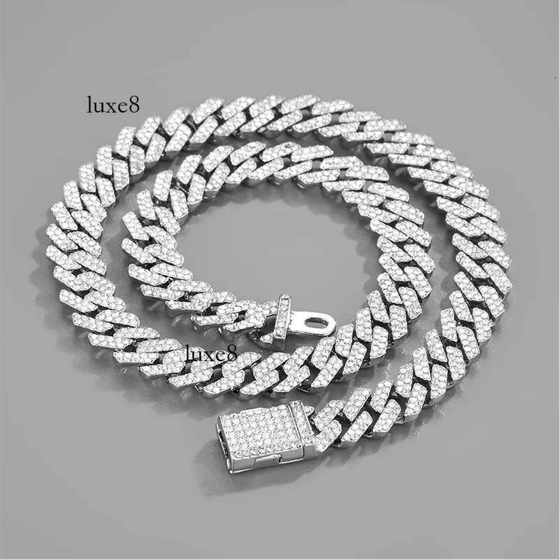 18/20/24inch k Chain Hip Hop Men iced out chain 2 Row Rhie Paved Miami Rhombus Cuban men Necklace 12mm
