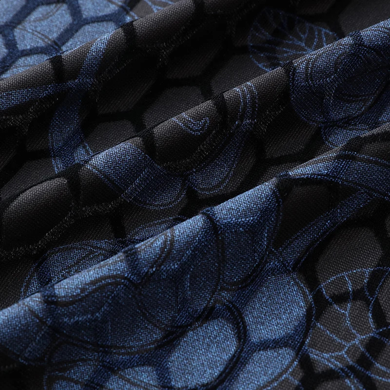 Blue Floral Mesh Hollow Polo Shirts For Men Short Sleeved Fashion Summer Quality Velvet Soft Comfortable Silky Mens Shirts 250228