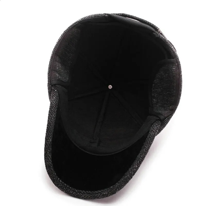 Baseball cap wool knitted winter earmuffs baseball thick thermal sports golf with earrings 250228