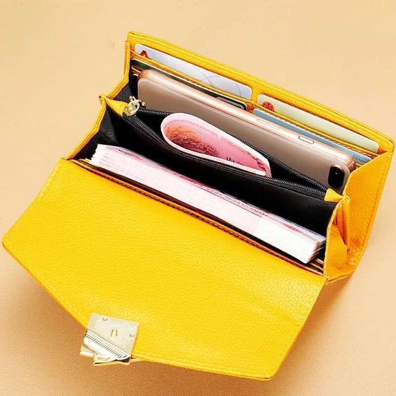 Women's Bags Designer WalletsMade of Genuine Leather Folding Long HighQuality Women's PursesCoin Pocket RFID Card Holder Clutch Bag