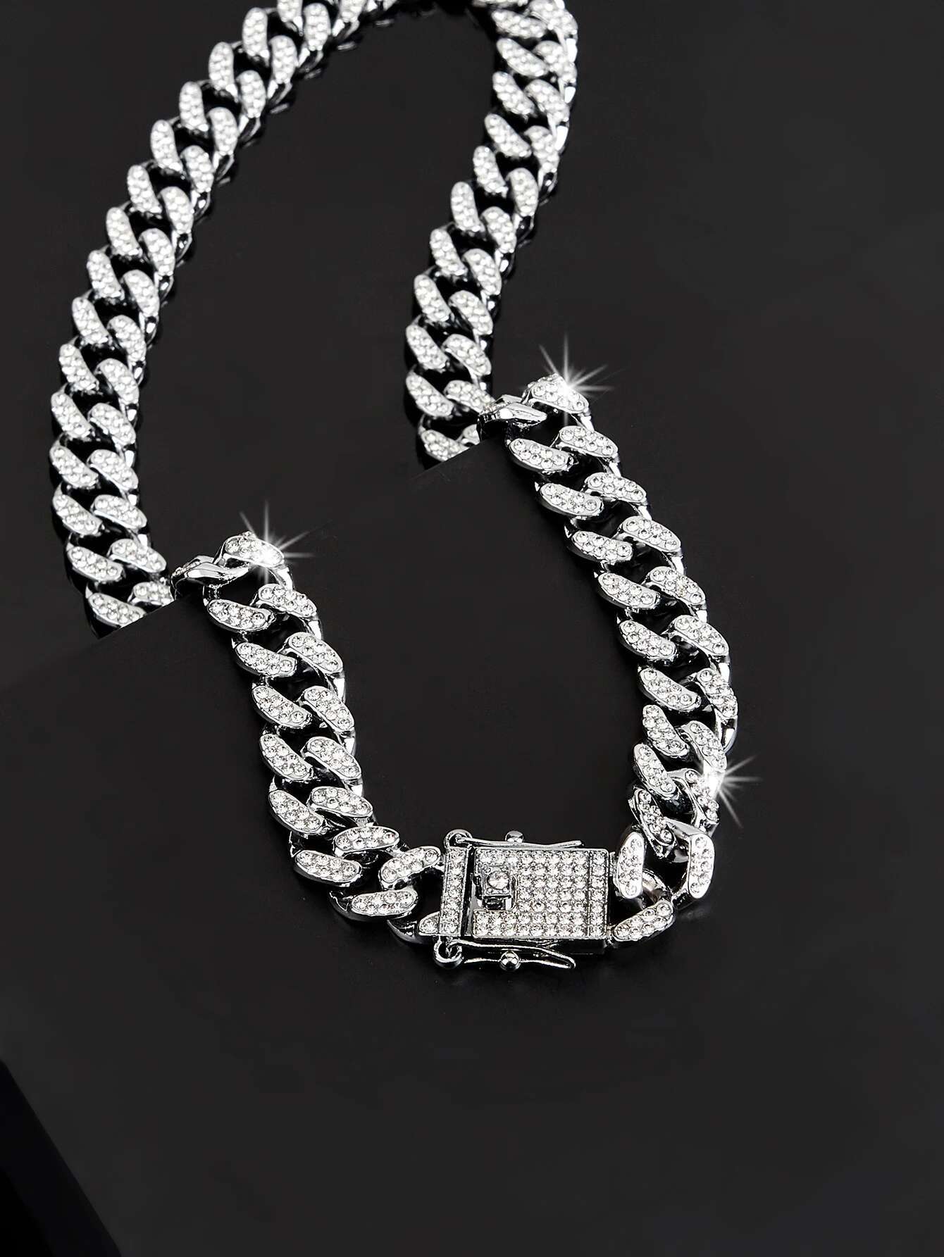 Hip Hop Miami Cuban Chain Necklace 13mm Iced Rhies Shimmering Rap Jewelry Gift For Men