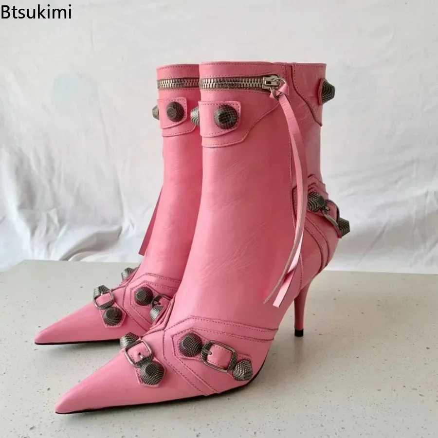 Womens sexy club party leather boots luxury style Pointed toes thin high heels womens autumn and winter ankle boots 34-46 Z250303