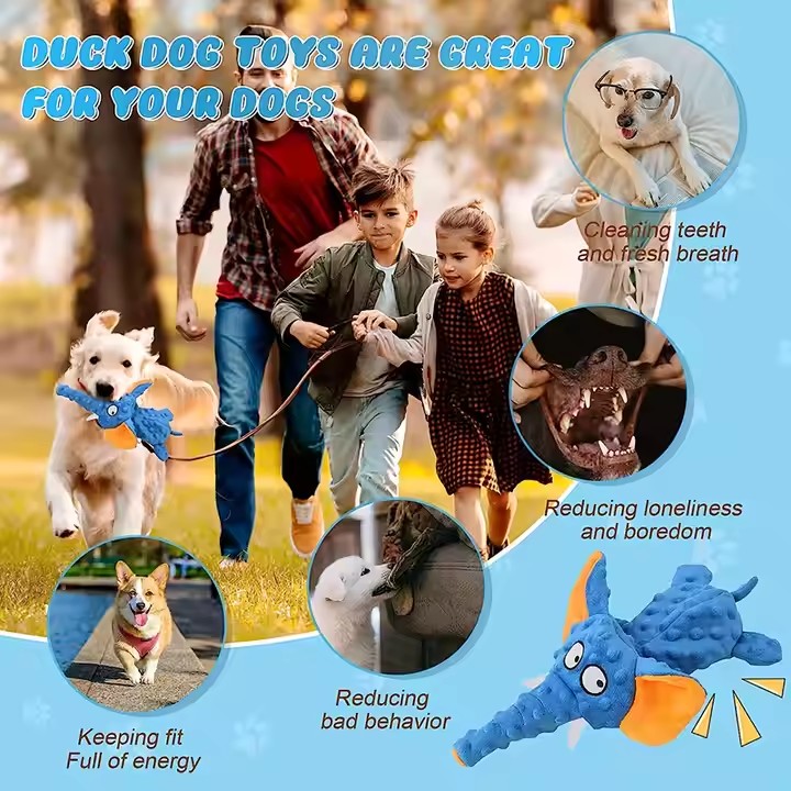 Dog Toys Puppy Toys Cute Squeaky Elephant Toy with Crinkle Paper Stuffed Plush Animal Dog Toys to Make joy and excitement for Small Medium Large Dogs 