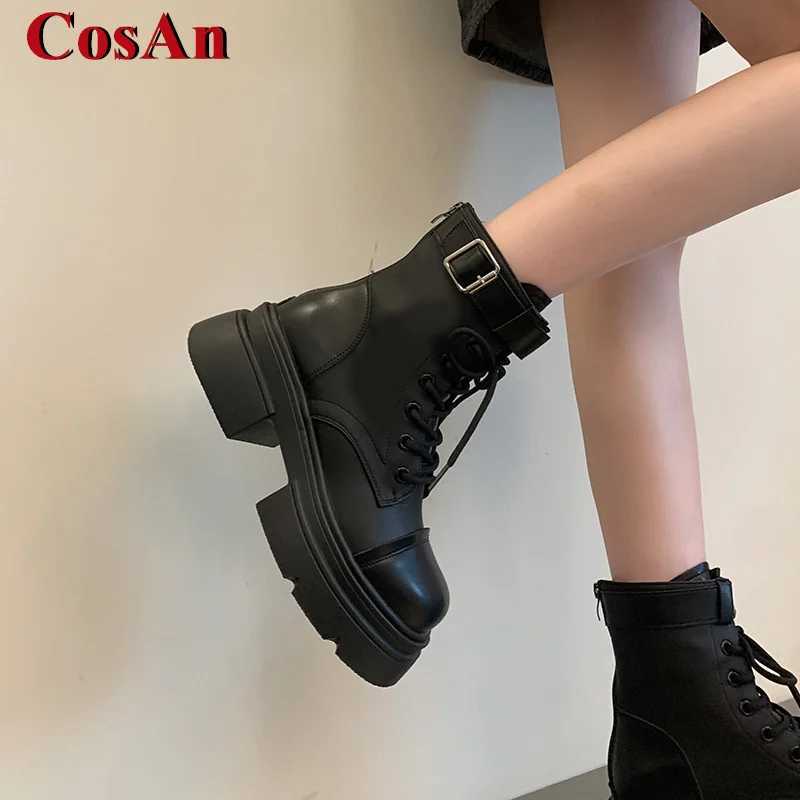 CosAn Boots Vintage Shoes Increase Flang Soft-Sold Daily Flat Base Cosplay Girl Female Woman New Spring Autumn Winter Z250303