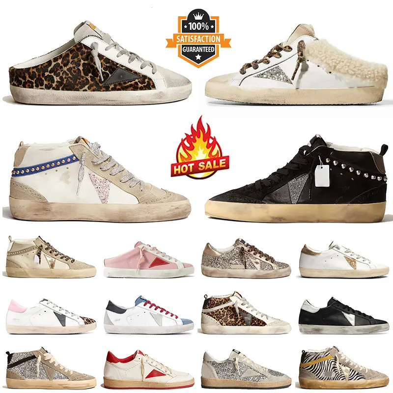 Top Quality Luxury Slippers Women Mens Designer Dirty Star Shoes Suede Leather Silver Glitter Stars des chaussures Leopard Trainers Vintage Italy Brand Sneakers