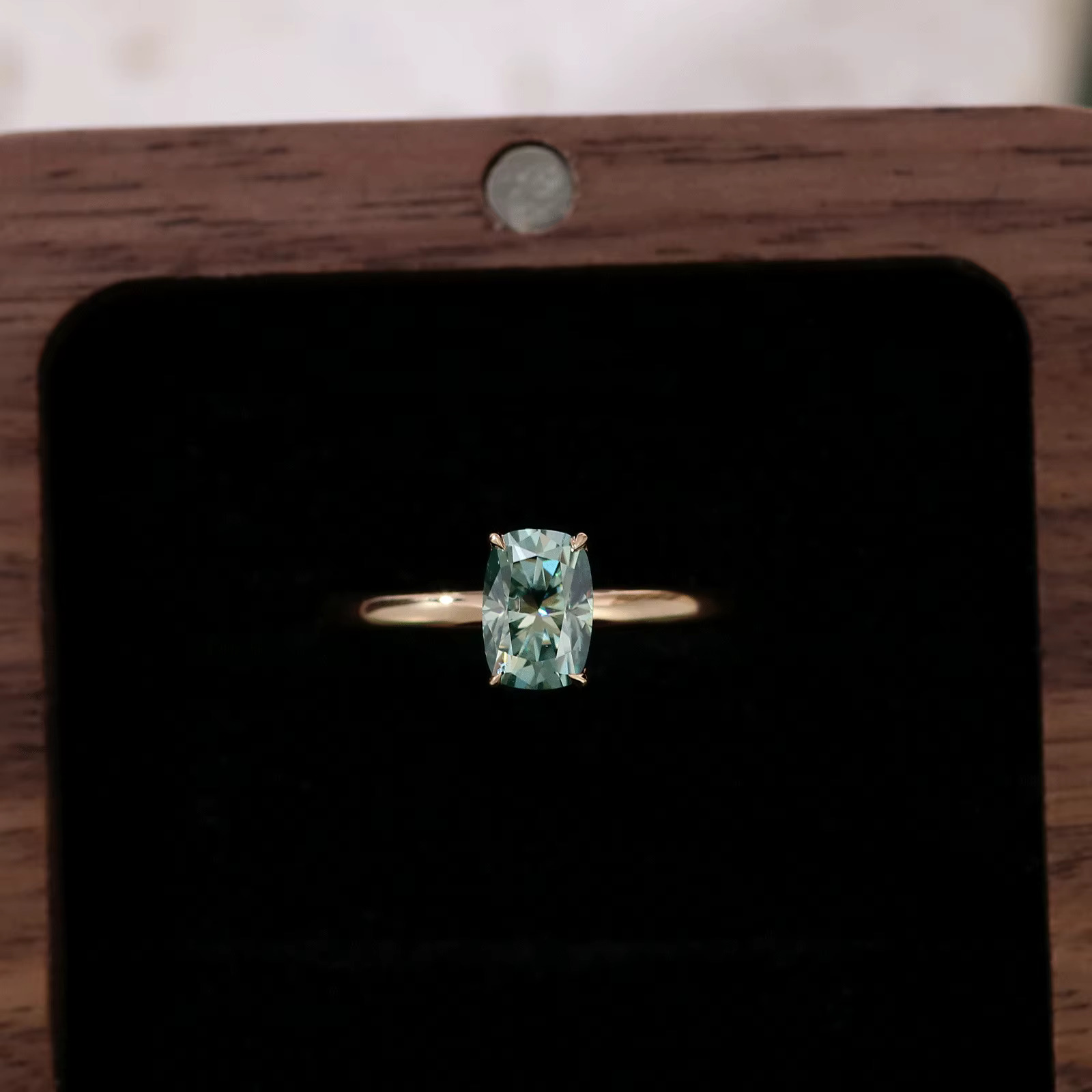 10k blue-green pyroxene ring classic style anniversary gift for boutique jewelry wedding