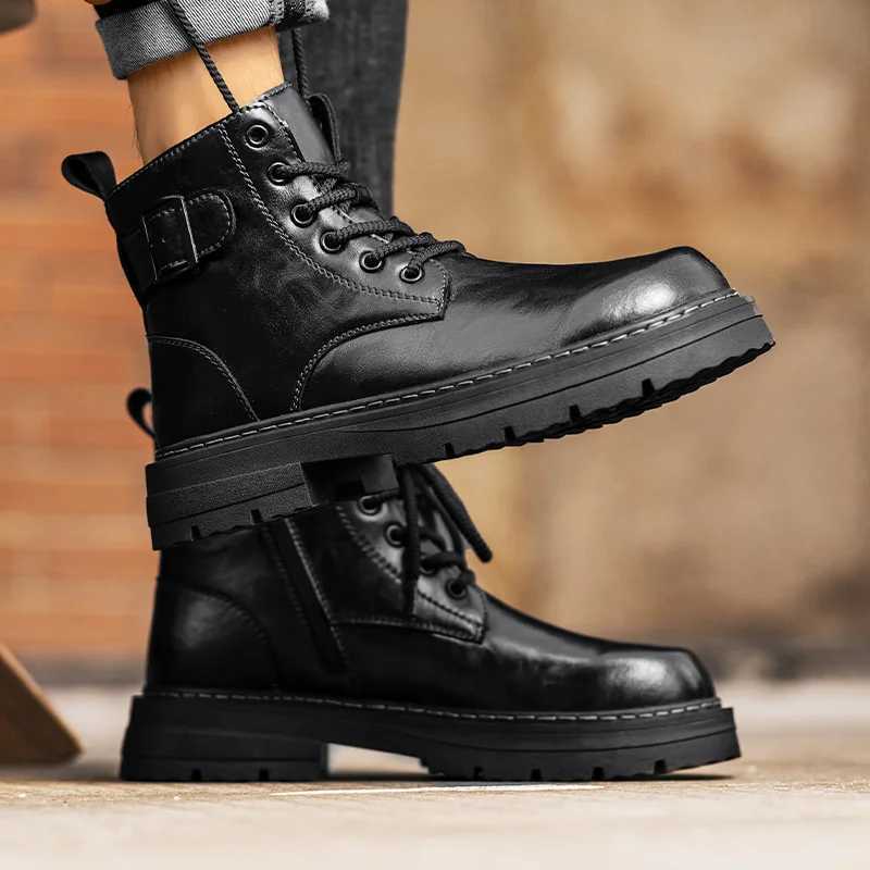 Mens leather waterproof lace Chukka ankle boots Oxford dress boots casual business work mens daily shoes Z250303