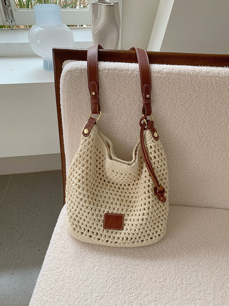Knitted hollow for women 2025 new summer seaside vacation tote beach shoulder and armpit bag #swissmilitary