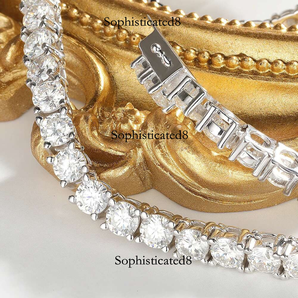 Serenity D Color VVS1 Moissanite Tennis Necklace Women Men S Sterg Sier Sparkg Neck Chain Plated Hip hop Jewelry
