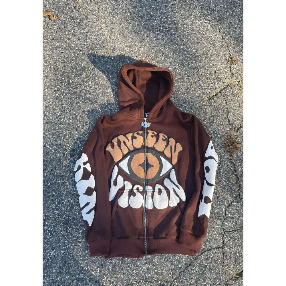 new street hip-hop foam letter printed cardigan zipper youth casual hoodie trend