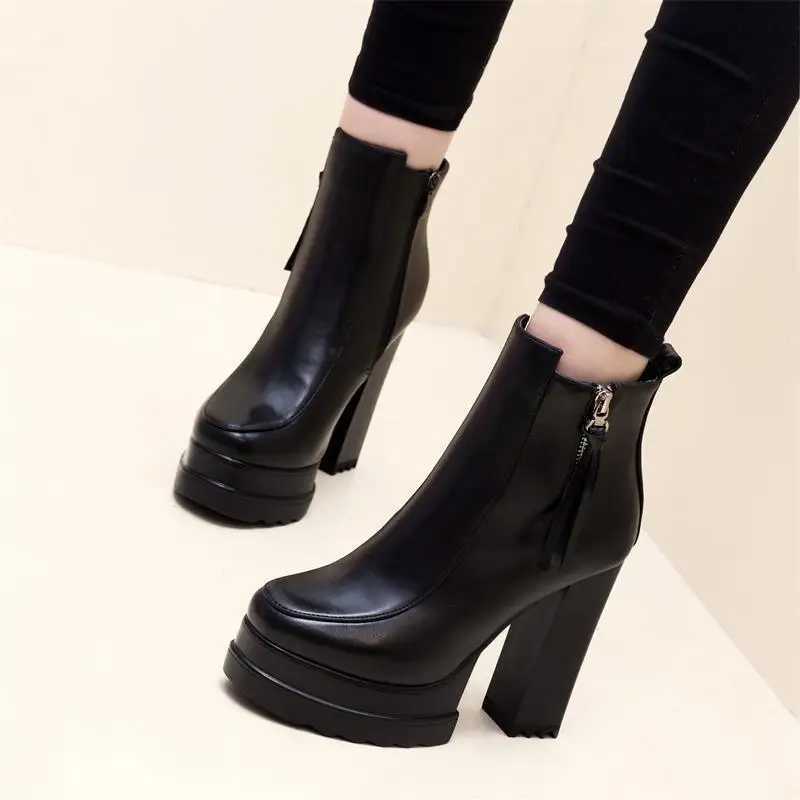 Women Boots High Heels Zipper Boots-Women Platform Luxury Designer Female Shoes Round Toe Stiletto 2024 Lolita FAshion Rub Z250303
