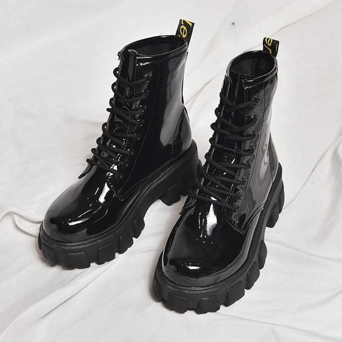 Women Boots Ankle Boots Leather Platform Round Toe Black Boots Women Goth Boots Designer Brand Luxury Women Shoes Womens Boots Z250303