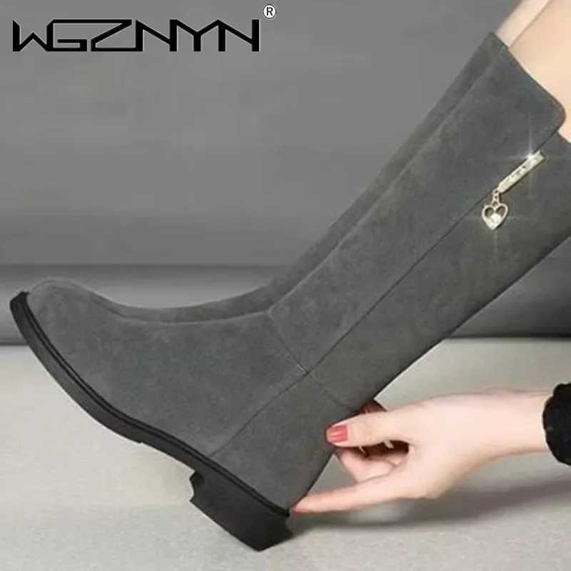 Luxury New Women Warm Plush Snow Boots Snow Casual Flat All-match Cotton Fashion Side Zipper Winter Shoes Thigh High Boot Black Z250303