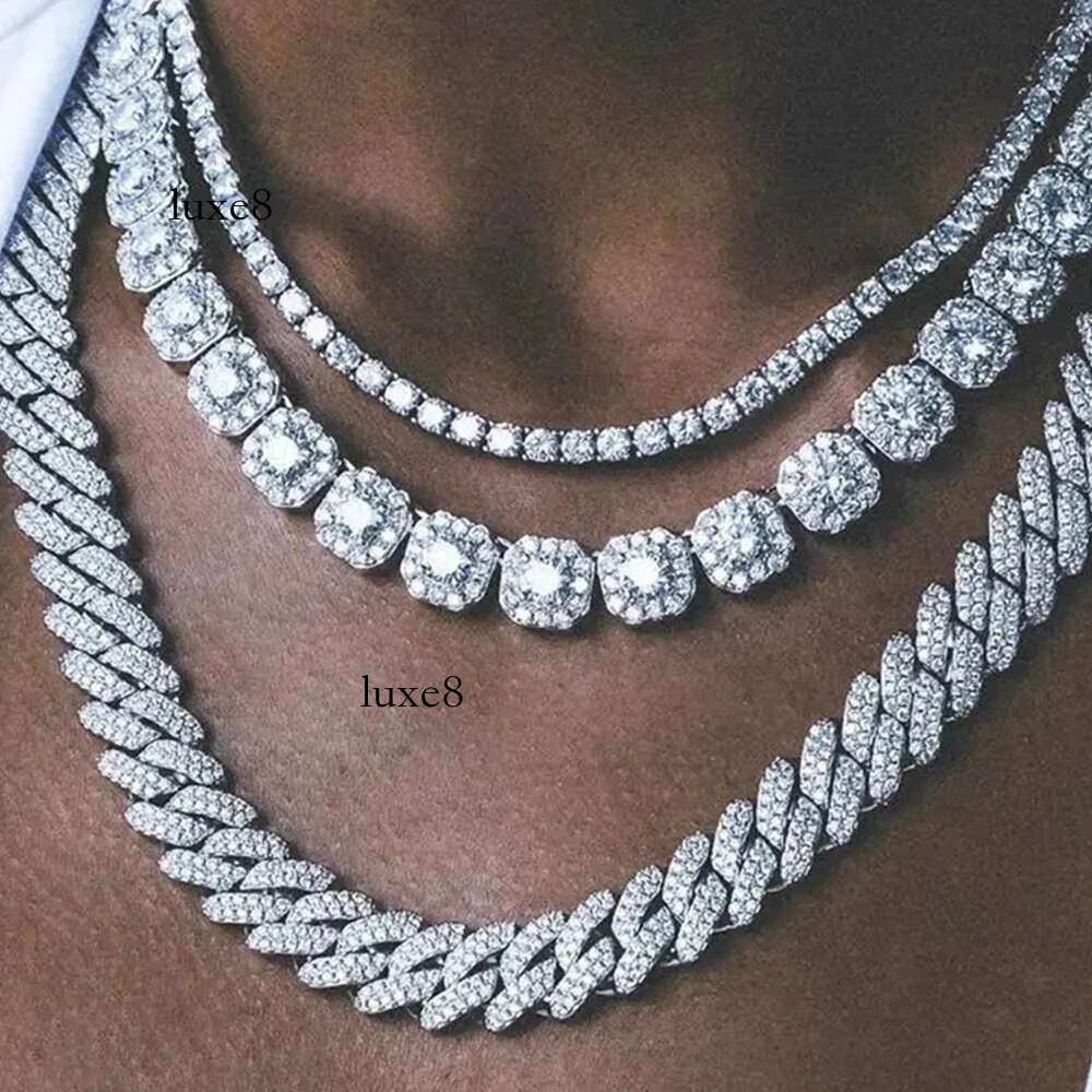 Iced Out Dia k Necklace Men Women Rhie Paved Hip Hop Rhombus Cuban Necklaces Tennis Chain Jewelry Gift