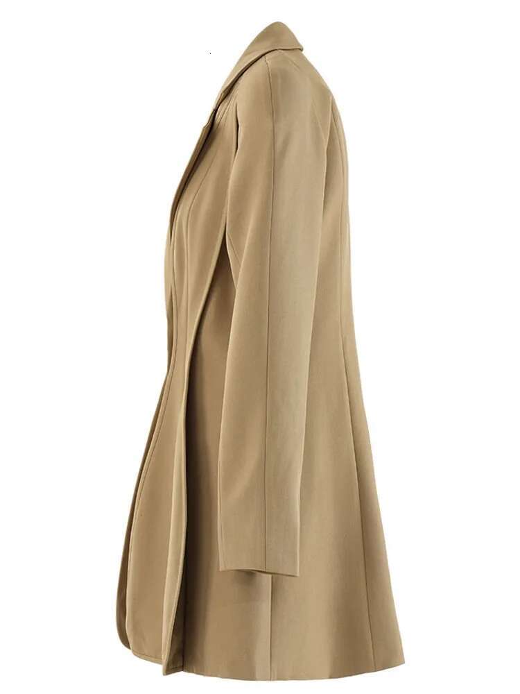 EAM Khaki Big Pleated Personality Blazer Women New Lapel Long Sleeve Loose Fit Jacket Fashion Tide Spring Autumn 2024 Cpdb255