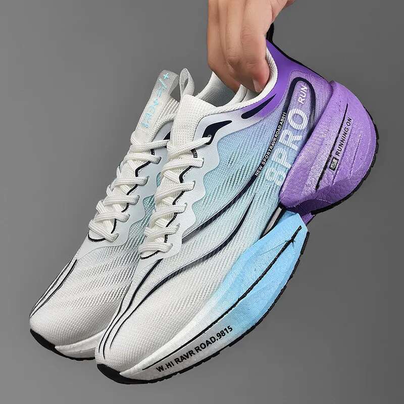 Carbon Plate Men Sports Marathon Air Cushion Running Shoes Breathable Lightweight Women Massage Athletic Nonskid Sneakers