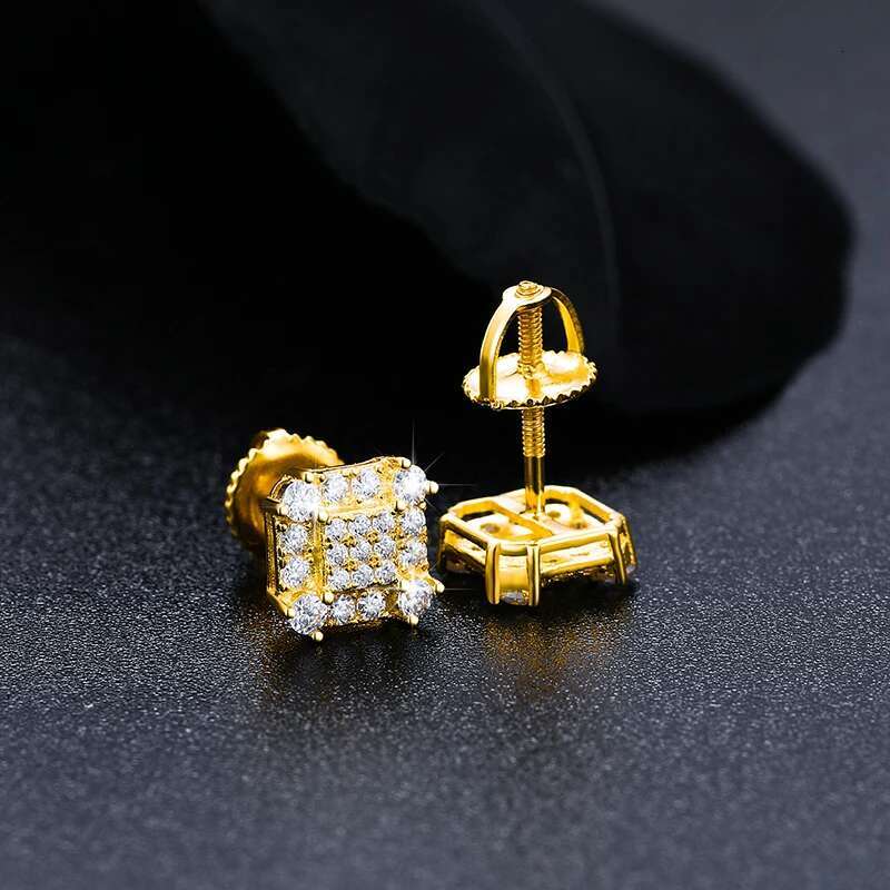 2023 Fashion Trendy Moissanite Square Stud Earring For Women Sterg Sier Wedding Cute Earing Party Wholesale Jewelry
