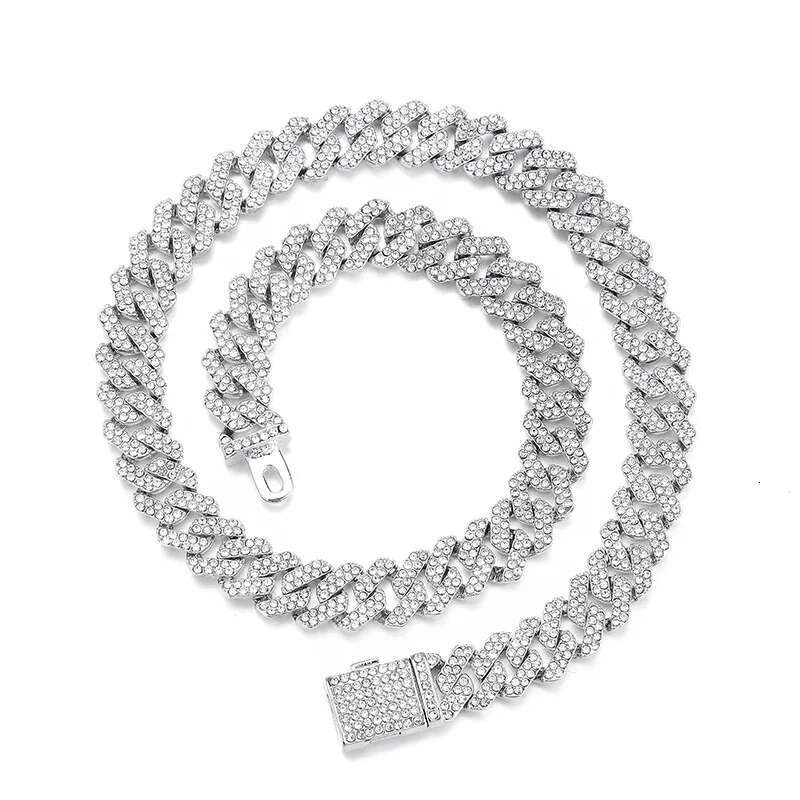 18/20/24inch k Chain Hip Hop Men iced out chain 2 Row Rhie Paved Miami Rhombus Cuban men Necklace 12mm