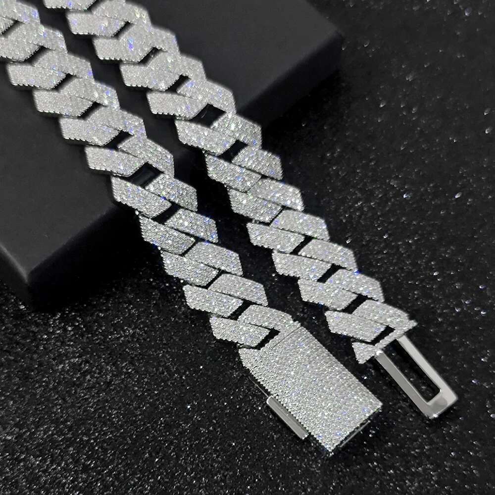 HHIOK Hip Hop Men's 15mm 4Rows Dia Chain Sier/Gold Plated Cuban k Iced Out Bg Zircon Necklace Jewelry