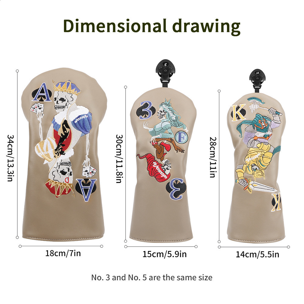 Golf Wooden Club Cover Club Hat Cover Exquisite Skull Playing Card Embroidered Head Protection Cover Selling 241115