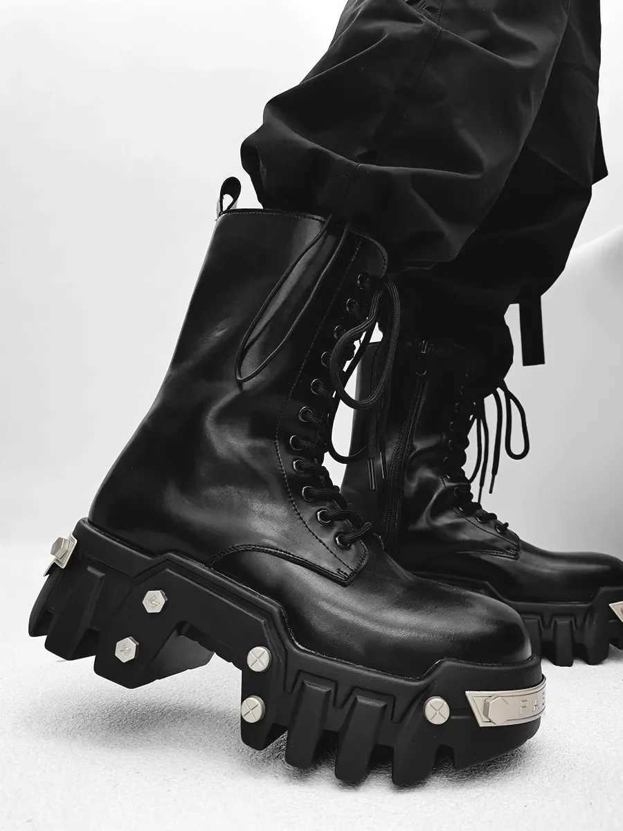 Owen Seak Men Motorcycle Boots Platform Leather Luxury Trainers High Top Sneakers Lace Up Autumn Black Designer Shoes Z250303