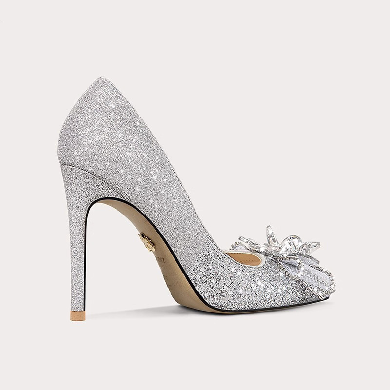 Fat wide feet, stunning gradient high heels, 2025 spring new style dinner engagement shoes, light mouth plus size women's shoes 41-44