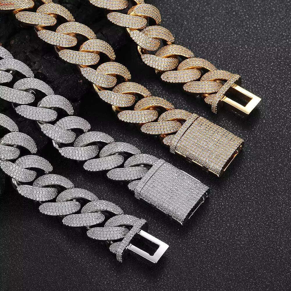Factory Wholesale Custom 14k 22K Real Solid Gold Certificate Moissanite Dia Fashion Cuban k Chain Necklace Jewelry