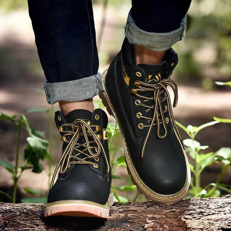 Leather mens winter ankle military hiking snow yellow designer tactical boots outdoor mens work shoes sports shoes Z250303
